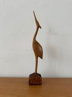 Vintage houten vogel, reiger/flamingo houtsnijwerk, Ophalen of Verzenden
