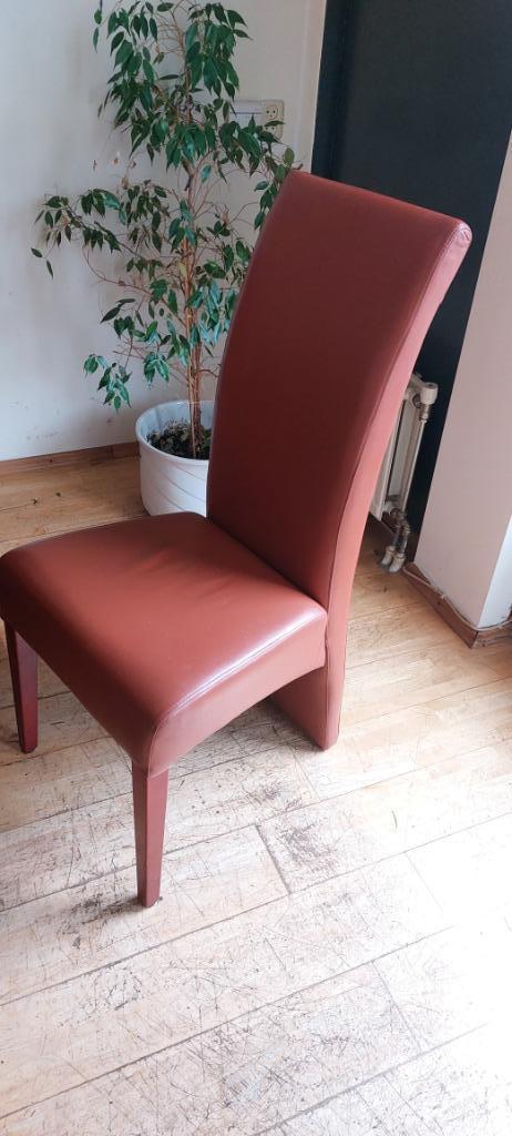 Lederen / leren stoelen   (6 stuks), Huis en Inrichting, Stoelen, Gebruikt, Vijf, Zes of meer stoelen, Hout, Leer, Bruin, Ophalen