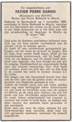 Pater Pierre Damen 1889 Soerendonk + 1965 Mierlo, 75 jaar, Verzamelen, Verzenden