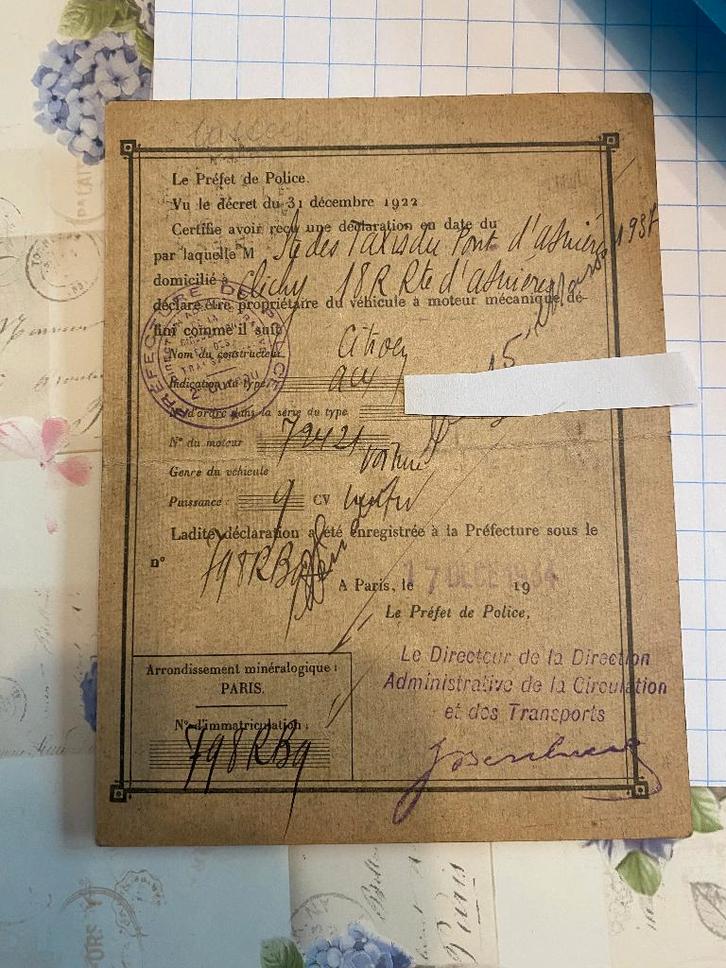 Carte grissen van vooroorlogse citroen ac4 oldtimer, Motoren, Handleidingen en Instructieboekjes, Overige merken, Ophalen of Verzenden