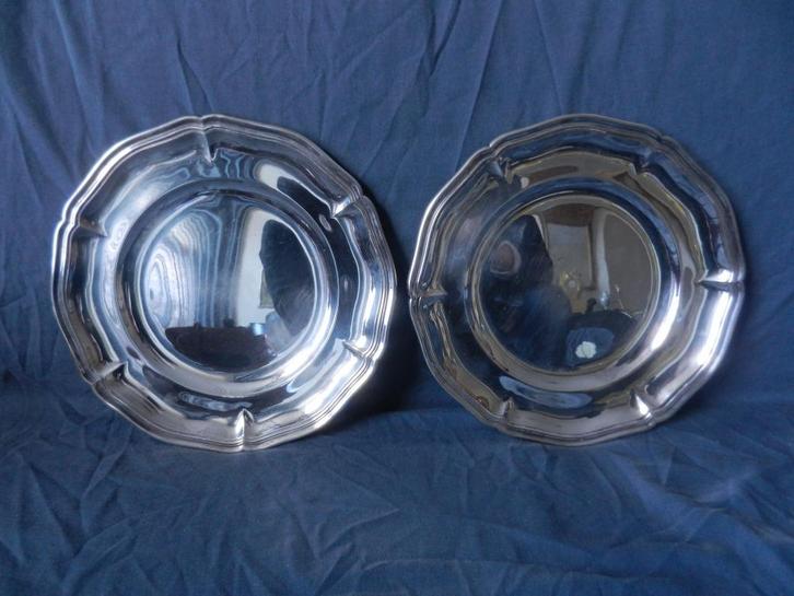 Paar Zilfapleet Voorschoten ronde borden model 1 d. 27,5 cm, Antiek en Kunst, Antiek | Goud en Zilver, Ophalen of Verzenden