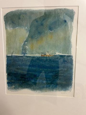 Karel Delfos originele  Aquarel ''Grote Reis''    beschikbaar voor biedingen