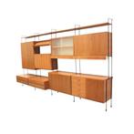 Vintage wandsysteem wandmeubel Omnia jaren '60 '70 design, Huis en Inrichting, Kasten | Buffetkasten, Verzenden, Metaal, 150 tot 200 cm