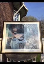 Grote schilderijlijst, Claude Monet ong 78 x 64, bruin +goud, Ophalen