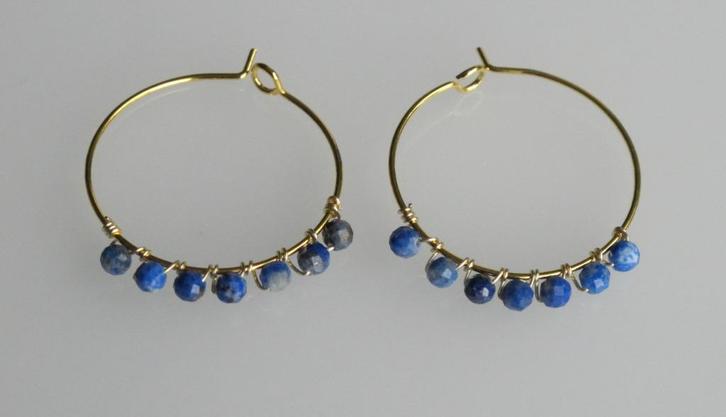 Mooie creolen met facet Lapis lazuli edelstenen, Sieraden, Tassen en Uiterlijk, Oorbellen, Nieuw, Knopjes of Stekers, Overige materialen