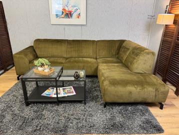 GRATIS LEVERING Zachte Olijfgroene Fluwelen Hoekbank beschikbaar voor biedingen