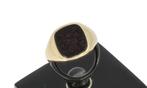 Zegel onyx familiewapen 14 karaats gouden dames ring vintage, Ophalen of Verzenden, Met edelsteen, Dame, Goud