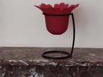 Vintage kaarsenhouder waxinelichthouder, Gebruikt, Ophalen of Verzenden, Metaal, Rood
