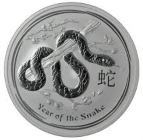 1 OUNCE LUNAR 2 YEAR OF THE SNAKE 2013 ZILVER MUNT OZ SLANG, Postzegels en Munten, Edelmetalen en Baren, Zilver, Ophalen of Verzenden