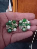 Groene Vintage Oorbellen - Knopjes, Sieraden, Tassen en Uiterlijk, Oorbellen, Met kristal, Gebruikt, Ophalen of Verzenden, Glas