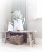 Leuk houten bankje * oud,landelijk,halbankje * Huisje Sfeer, Huis en Inrichting, Woonaccessoires | Overige, Ophalen of Verzenden