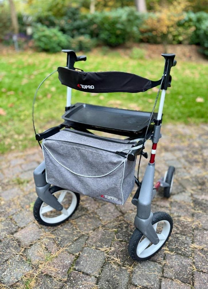 Topro Olympos ATR M Rollator + tas en dienblad, Diversen, Rollators, Zo goed als nieuw, Lichtgewicht, Opvouwbaar, Ophalen