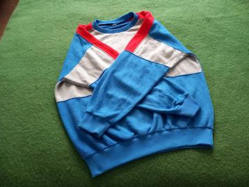 vintage skitrui, 80s trui wintersport blauw rood grijs M/L   beschikbaar voor biedingen