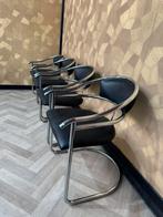 6X Arrben Sledestoelen Zwart Leer Jaren 80, Gebruikt, Zwart, Leer, Ophalen of Verzenden