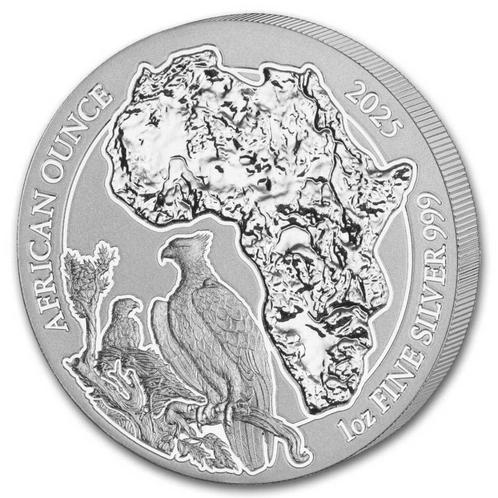 2025 Rwanda 1 oz Silver African Ounce Martial Eagle BU, Postzegels en Munten, Edelmetalen en Baren, Zilver, Ophalen of Verzenden