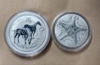 2x 1oz, 999 zilver munten, Postzegels en Munten, Edelmetalen en Baren, Ophalen of Verzenden, Zilver