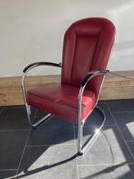 Gispen AA fauteuil in bordeaux rood leder, Huis en Inrichting, Fauteuils, Gebruikt, Design, 75 tot 100 cm, Metaal
