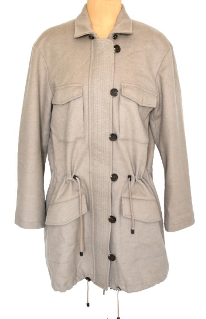 Stefanel wollen mantel, jas, kaki/grijs, Mt. 38 / M, Kleding | Dames, Jassen | Winter, Zo goed als nieuw, Maat 38/40 (M), Ophalen of Verzenden