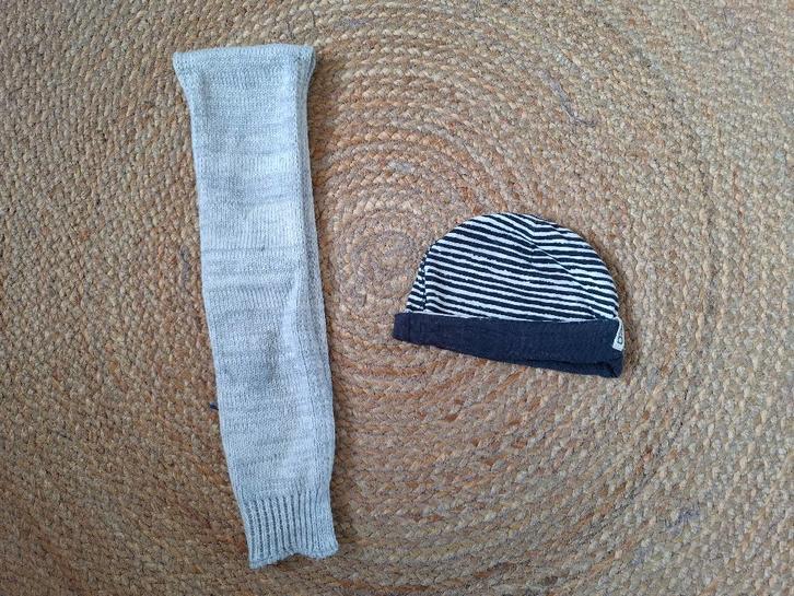 Grijze sjaal en muts in nette staat, Kinderen en Baby's, Babykleding | Mutsen, Sjaals en Wanten, Zo goed als nieuw, Muts, Jongetje