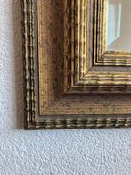 Bronze spiegel met facetrand, Ophalen of Verzenden, Zo goed als nieuw, Hout, Minder dan 50 cm