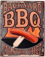 Backyard BBQ master chef reclamebord van metaal wandbord, Info@deconoord.nl, Deco Noord, Nieuw, Ophalen of Verzenden