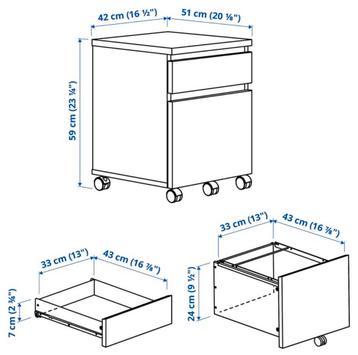 IKEA Malm ladeblok / archiefkast op wieltjes - afbeelding 7