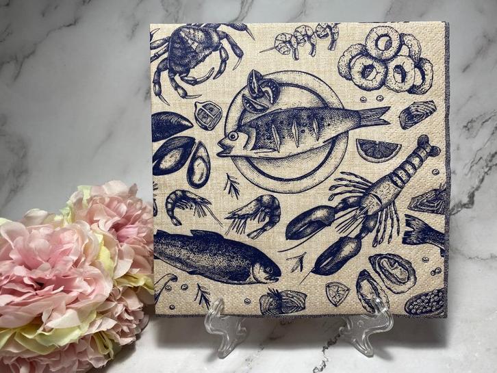 Ti flair knutsel servet vis kreeft krab garnaal mossel 649, Hobby en Vrije tijd, Knutselen, Nieuw, Materiaal, Ophalen of Verzenden