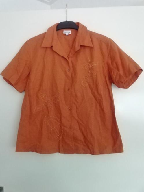 Oranje blouse met versiering, Kleding | Dames, Blouses en Tunieken, Zo goed als nieuw, Maat 42/44 (L), Oranje, Ophalen