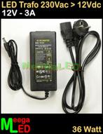 LED Trafo Voeding Adapter Driver - 230V > 12V - 3A = 36W –S2, Ophalen of Verzenden, Nieuw, LEDtrafo