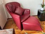 Leolux fauteuil met bijpassende hocker, Ophalen, Gebruikt, Leer