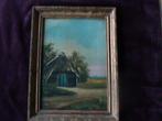 Oud schilderijtje Boerenschuur, Ophalen of Verzenden