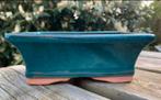 Bonsai schaal rechthoekig turquoise geglazuurd 15,5x11,2x5,7, Tuin en Terras, Bloempotten, Rechthoekig, Ophalen of Verzenden, Zo goed als nieuw