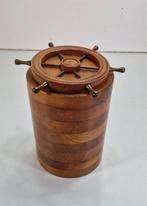Antieke houten scheepsvaart item met stuurwiel, volkskunst, Antiek en Kunst, Curiosa en Brocante, Ophalen of Verzenden