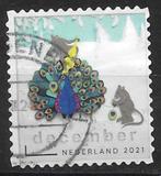 2021, NVPH 3983 - Decemberzegel, Pauw met 2 muizen {A211}, Ophalen of Verzenden, Na 1940, Gestempeld