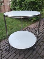 Bijzettafel op wielen, Minder dan 55 cm, Gebruikt, Rond, Glas