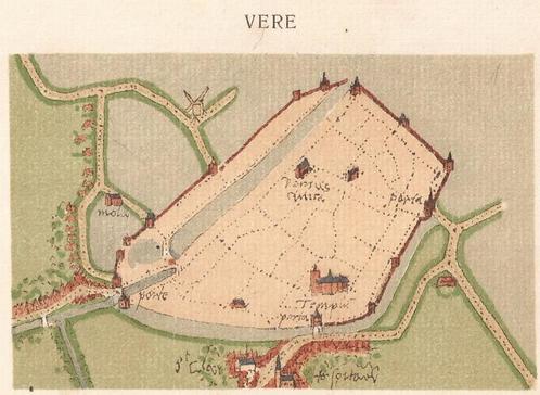Veere Vere Minuutkaartje van de stad door Jacob van Deventer, Antiek en Kunst, Kunst | Etsen en Gravures, Ophalen of Verzenden