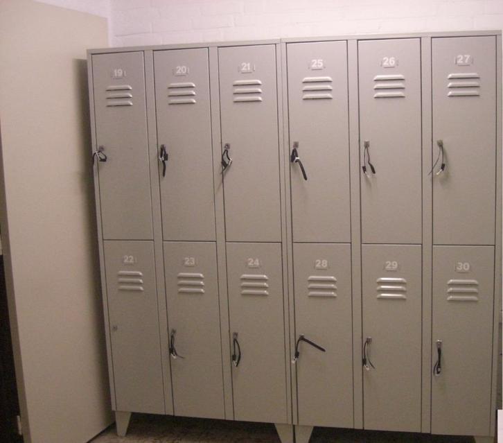 Metalen lockerkast 6-deurs vintage grijs, Huis en Inrichting, Kasten | Lockerkasten, Gebruikt, Ophalen