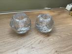 Twee glazen waxinelichthouders Kosta Boda, Huis en Inrichting, Ophalen of Verzenden, Zo goed als nieuw, Overige materialen, Minder dan 25 cm