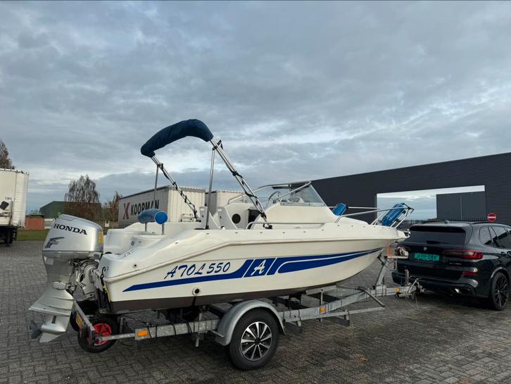 Atol 550 consoleboot 50pk honda inclusief trailer, Watersport en Boten, Vis- en Consoleboten, Gebruikt, 50 tot 70 pk, 3 tot 6 meter
