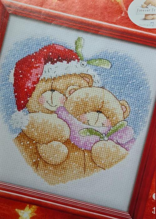 Forever Friends beren in hartje Kerst borduurpatroon, Hobby en Vrije tijd, Borduren en Borduurmachines, Nieuw, Patroon, Handborduren
