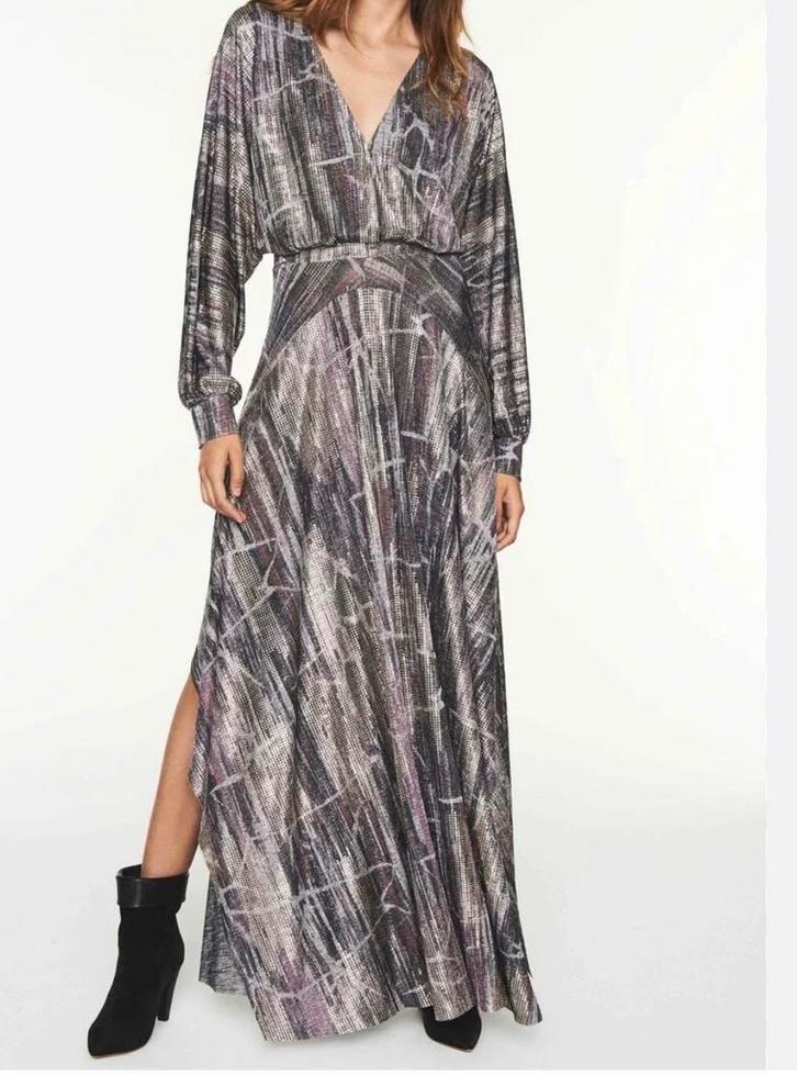 Ba&sh Santana Metallic Maxi Jurk - Maat 36, Kleding | Dames, Jurken, Zo goed als nieuw, Maat 36 (S), Overige kleuren, Onder de knie