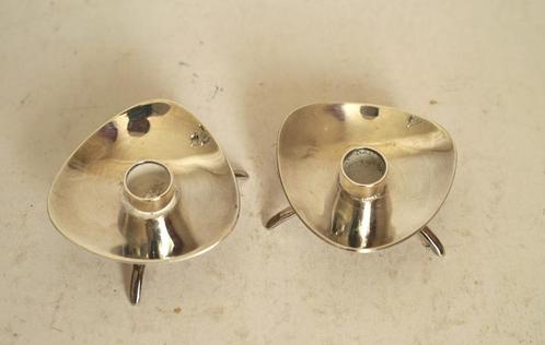 2 vintage kandelaar klein atla denmark verzilverd., Huis en Inrichting, Woonaccessoires | Kandelaars en Kaarsen, Gebruikt, Kandelaar