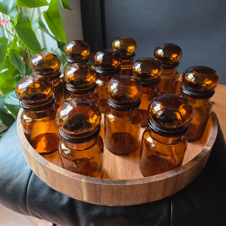 Vintage Apothekerspotten - Set van 12 - Belgisch Glas, Huis en Inrichting, Woonaccessoires | Overige, Gebruikt, Ophalen