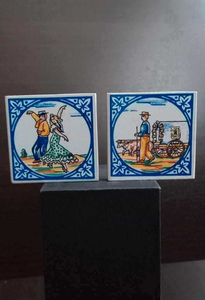 Oud spaanse tegeltjes  - set van twee, Antiek en Kunst, Antiek | Wandborden en Tegels, Ophalen of Verzenden
