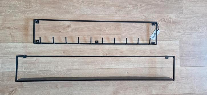 Woood kapstok en Kruidenrek - Zwart Metaal, Huis en Inrichting, Woonaccessoires | Wandplanken en Boekenplanken, Gebruikt, Ophalen