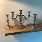 Antieke Zilverkleurige Kandelaars tafelset, Ophalen of Verzenden, Zilver