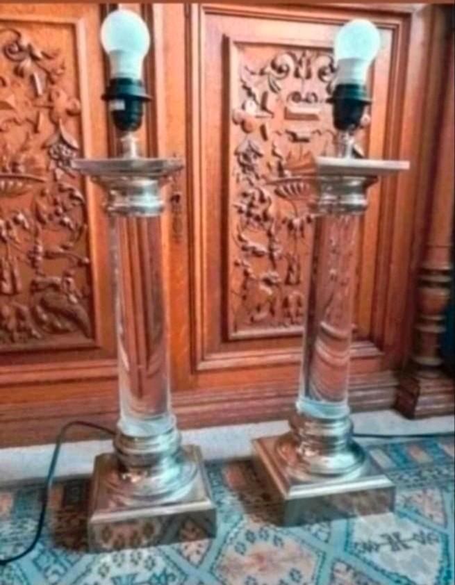 Twee mooie zilveren en plexiglas tafellampen van Eichholz, Huis en Inrichting, Lampen | Tafellampen, Ophalen of Verzenden