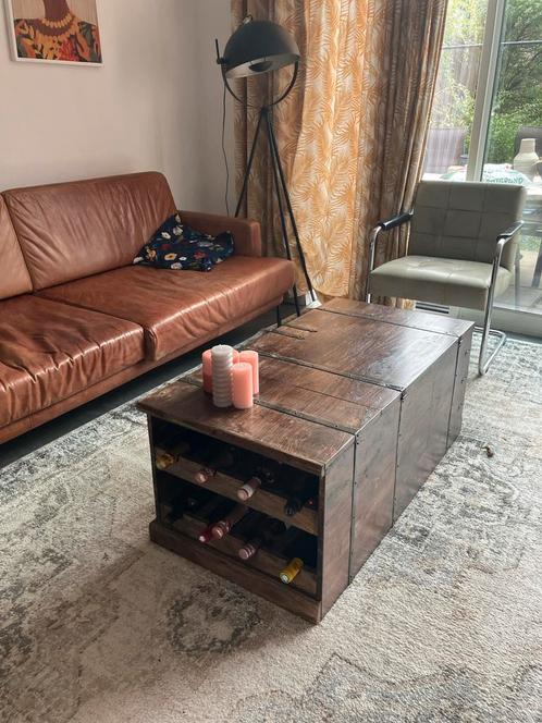 Vintage Houten Kist met Wijnrek & Opbergruimte, Huis en Inrichting, Woonaccessoires | Kisten, Gebruikt, Minder dan 50 cm, 100 tot 125 cm