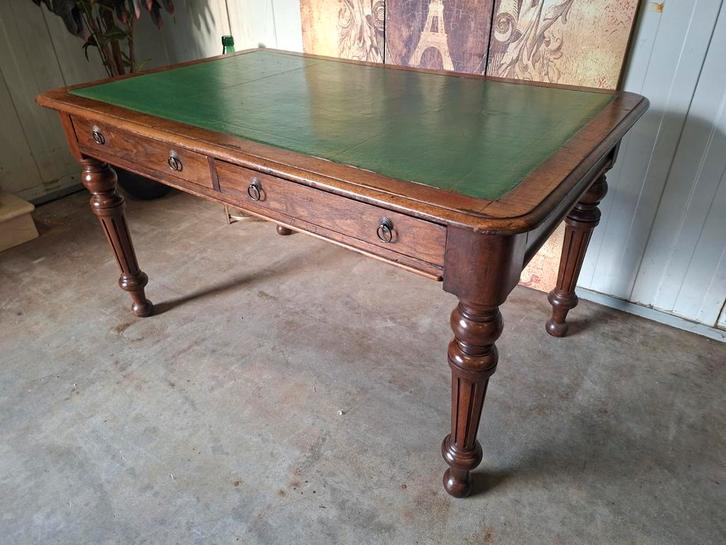 Antieke 2-zijdige schrijftafel, partners desk, bureau, Huis en Inrichting, Bureaus, Ophalen of Verzenden