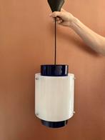Vintage perspex hanglamp donkerblauw/wit, Overige materialen, Gebruikt, Stilux Milano, Ophalen of Verzenden